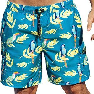 Men's Swimming Trunks with Comfortable Mesh Lining Drawstring Board Shorts NWT